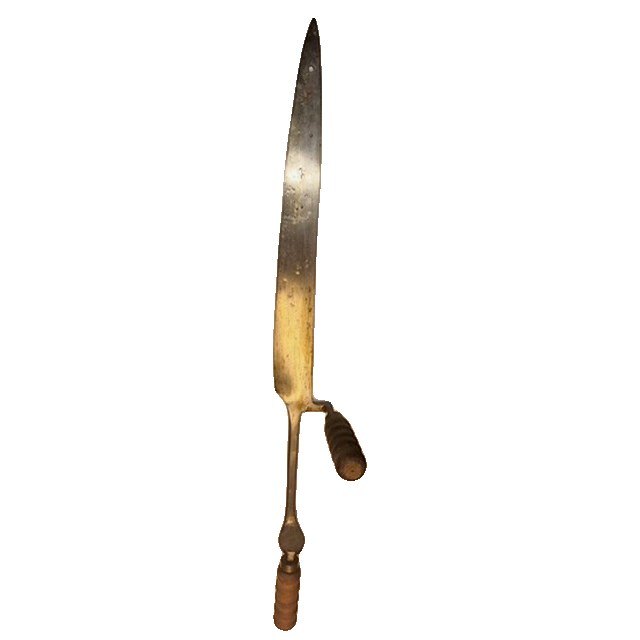 Couteau à lame longue et manche coudé